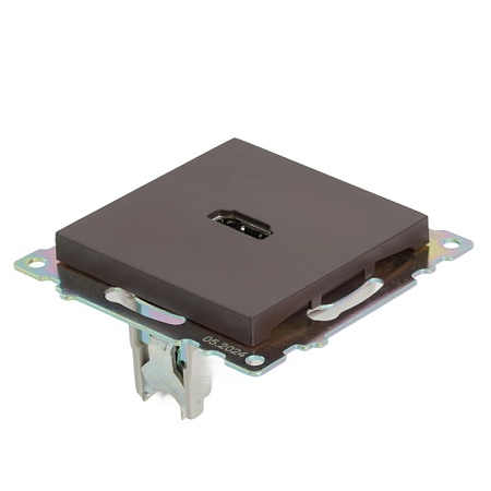 Розетка HDMI 2.1, Type A (механизм), STEKKER GLS00-7118-04, серия Катрин, шоколад - фото
