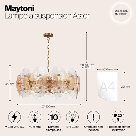 Подвесной светильник Maytoni Aster MOD007PL-10G - фото