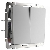 Выключатель двухклавишный серебряный WL06-SW-2G