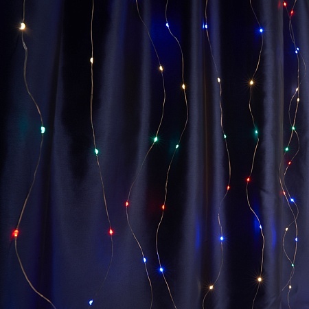 Светодиодная гирлянда Feron CL591 занавес типа Роса 3*3м  + 3м мультиколор USB, прозрачный шнур - фото