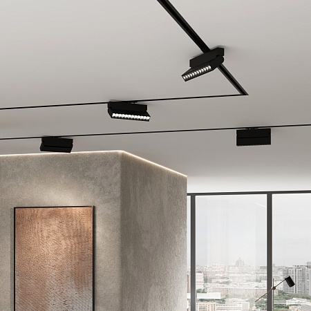 Basic System Алюминиевый профиль для монтажа в натяжной потолок однофазного шинопровода черный 2м 85234/00 Elektrostandard - фото