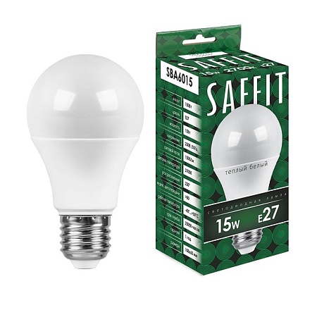 Лампа светодиодная SAFFIT SBA6015 Шар E27 15W 230V 2700K - фото