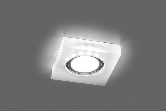 Светильник встраиваемый с белой LED подсветкой Feron CD8180 потолочный MR16 G5.3 белый матовый - фото