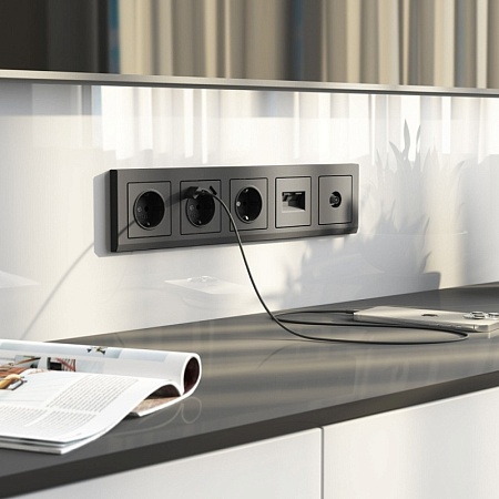 ТВ-розетка оконечная (графит матовый) W1183064 - фото