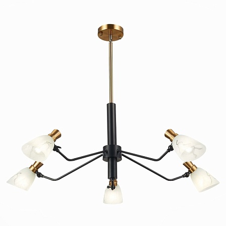 Светильник подвесной Черный, Латунь/Белый E14 5*60W SLE205403-05 - фото