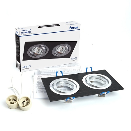 Светильник встраиваемый Feron DL2802 потолочный MR16 G5.3 черный-хром - фото