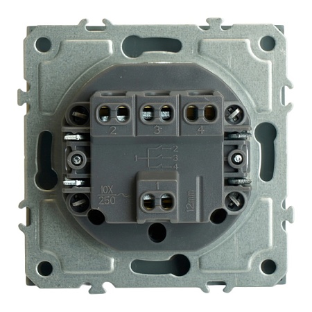 Выключатель 3-клавишный (механизм), STEKKER, 250В, 10А, серия Эмили, RSW10-5108-10, платиново-серый, soft touch - фото