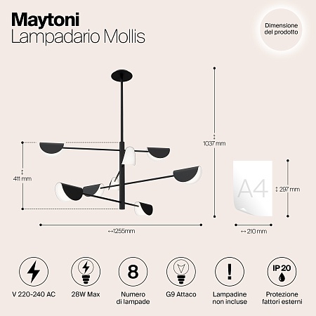 Люстра Maytoni Mollis MOD126PL-08B - фото