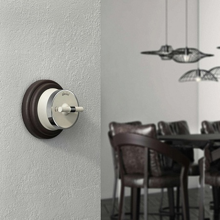 Переключатель/выключатель одноклавишный Vintage слоновая кость матовый/хром W5812055 - фото