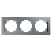 Рамка 3-местная, стекло, STEKKER, GFR00-7003-03, серия Катрин, серебро