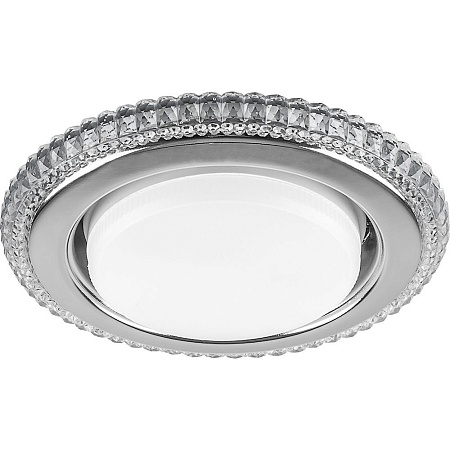 Светильник встраиваемый с белой LED подсветкой Feron CD4036 потолочный GX53 без лампы, прозрачный, хром - фото