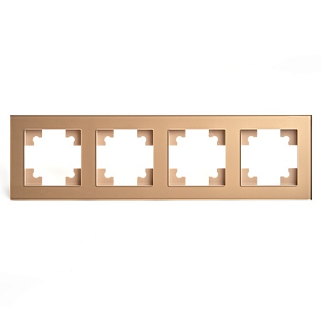 Рамка 4-местная, стекло, STEKKER GFR00-7004-08, серия Катрин, золото - фото