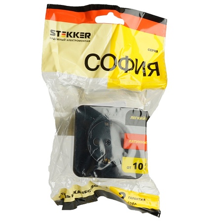 Розетка 1-местная с/з открытой установки, STEKKER, 250В, 16А, IP20, серия София, черный, MST16-11-02 - фото