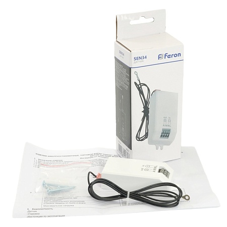 Датчик движения (касания) 230V 800W белый  с 1.5м кабелем SEN34, артикул 48962 - фото