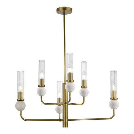 Светильник подвесной ST-Luce латунь/прозрачный E14 6*40W SL1244.303.06 - фото