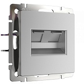 Розетка двойная Ethernet RJ-45 серебряный WL06-RJ45+RJ45