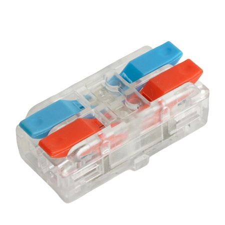 Клемма супер-компактная проходная серии 219 на 2 контакта STEKKER,LD219-422,  (DIY упак 10 шт) - фото