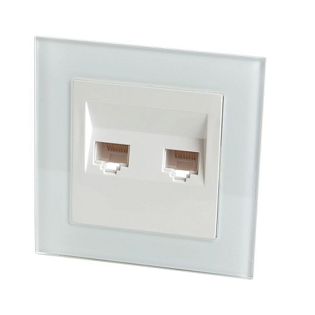 Розетка компьютерная 2-местная RJ-45 STEKKER GLS00-7006-01 , серия Катрин, белый - фото