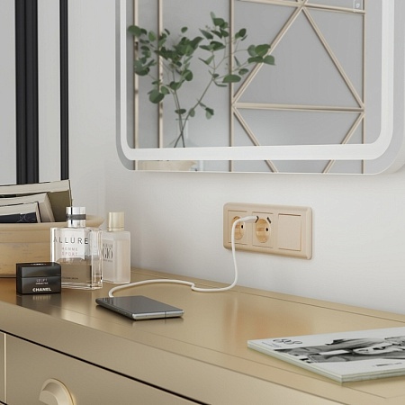 Накладка  для розетки USB шампань рифленый WL10-USB-CP - фото