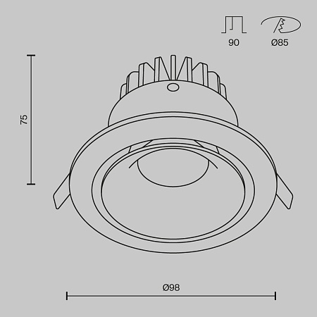 Встраиваемый светильник Technical DL031-2-L12B - фото