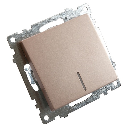 Выключатель 1-клавишный c индикатором (механизм) STEKKER GLS10-7101-02, 250В, 10А, серия Катрин, шампань - фото