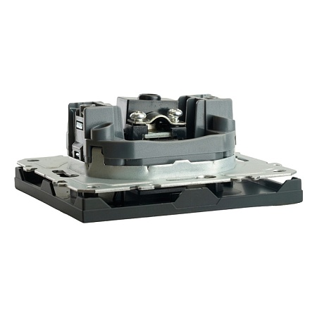 Розетка телевизионная 1-местная (механизм), STEKKER, 75 Ом, 5-862МГц, серия Эмили, RST00-5108-05, черный уголь, soft touch - фото