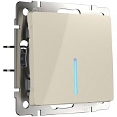 Выключатель одноклавишный проходной с подсветкой слоновая кость WL03-SW-1G-2W-LED-ivory