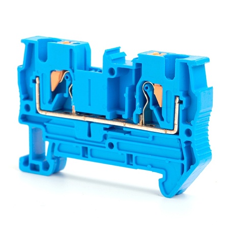 Зажим пружинный, 3-проводной проходной ЗНИ - 4 ,JXB PT 4  TW , синий LD573-2-40 - фото