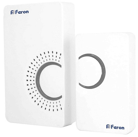 Звонок дверной беспроводной Feron E-373 Электрический 36 мелодий белый серый с питанием от батареек - фото