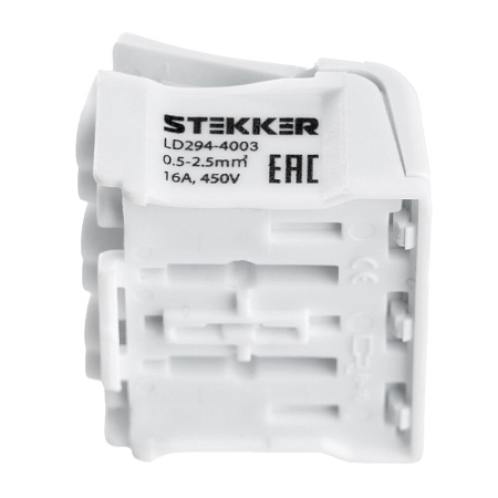 Клемма монтажная STEKKER, LD294-4003, для подключения фазных проводников, 3 контактные группы (3 ввода, 3 вывода на полюс) - фото