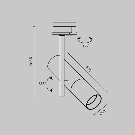 Трековая система Technical однофазная для натяжного потолка чёрная 300x300x300 TS-Z-300-TR005-1-GU10-B