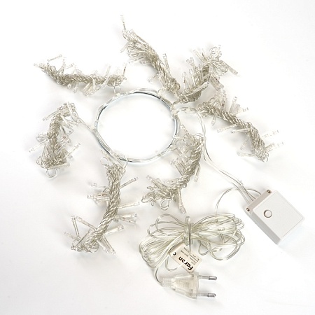 Светодиодная гирлянда Feron CL90  7 веток (2м) + 1.5м 230V 5000K, c питанием от сети, прозрачный шнур - фото