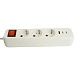 Удлинитель 3-местный с/з с выключ. STEKKER HM071-31-05 3x1мм2, 5м, 250В, 16А, 1USB+2C, 2.4A, сер Home, белый - фото