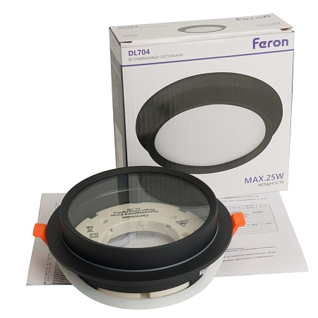 Светильник встраиваемый Feron DL704 потолочный GX70 черный круг IP44 - фото