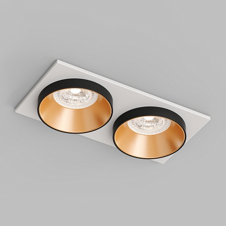 DK2422-GD Встраиваемый светильник, IP 20, 50 Вт, GU10, черный/золотой, алюминий - фото
