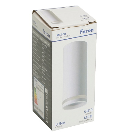 Светильник потолочный Feron ML100 Barrel LUNA MR11 GU10 35W 230V, белый - фото