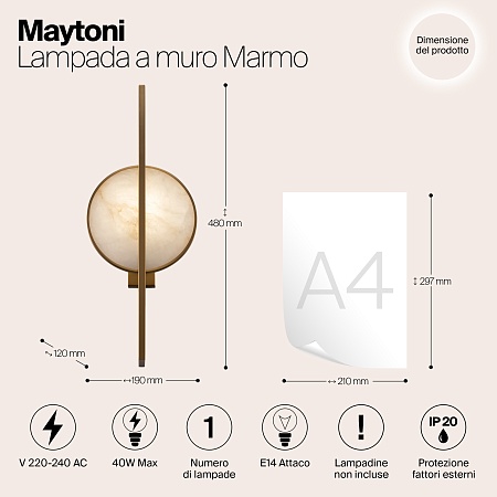 Настенный светильник (бра) Maytoni Marmo MOD099WL-01G - фото