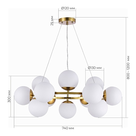 Светильник подвесной Золотистый/Белый E27 12*60W SLE1191-203-12 - фото