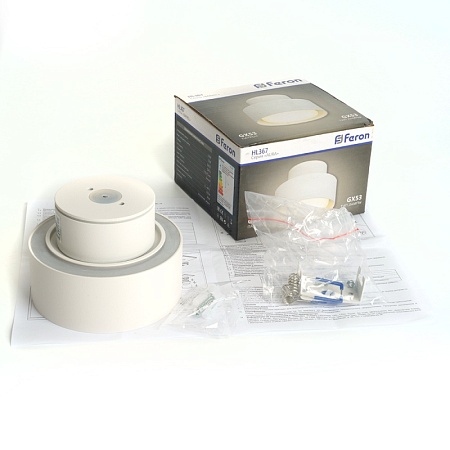 Светильник потолочный Feron HL367 Barrel AURA 12W, 230V, GX53, белый IP44 - фото