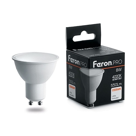Лампа светодиодная Feron.PRO LB-1608 GU10 8W 175-265V 4000K - фото