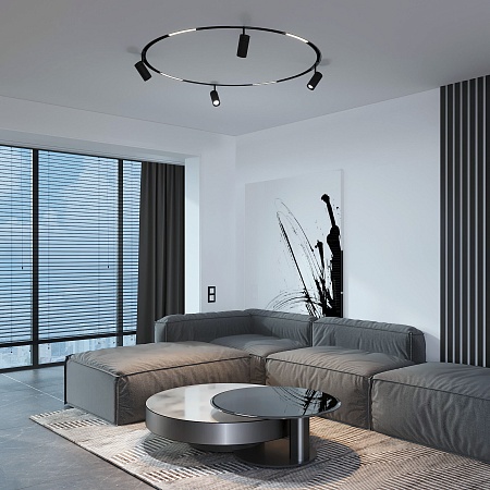 Slim Magnetic Трековый светильник для радиусного шинопровода 20W 4200K Comfi чёрный Ø 800мм 85187/01 Elektrostandard - фото