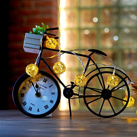 Светодиодная гирлянда Feron CL594 линейная интерьерная Золотые шарики, статичная, 2700K, 1.8 м с питанием от батареек, прозрачный шнур - фото