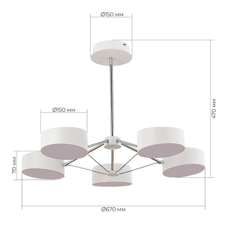 Светильник потолочный Белый, Хром/Белый LED 5*10W SLE6005-502-05 - фото