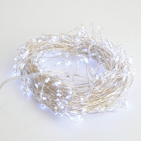 Светодиодная гирлянда Кластер (на проволоке) Feron CL584 линейная 12м 5000К, c питанием от сети 230V, прозрачный шнур - фото