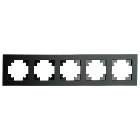 Рамка 5-местная, стекло, STEKKER, GFR00-7005-05М,серия Катрин, черный матовый - фото