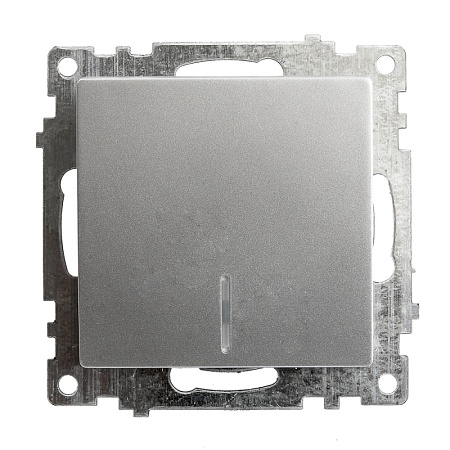 Выключатель 1-клавишный c индикатором (механизм) STEKKER GLS10-7101-03, 250В, 10А, серия Катрин, серебро - фото