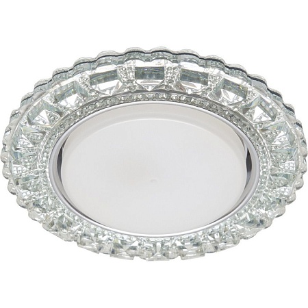 Светильник встраиваемый с белой LED подсветкой Feron CD4045 потолочный GX53 без лампы, прозрачный, хром - фото