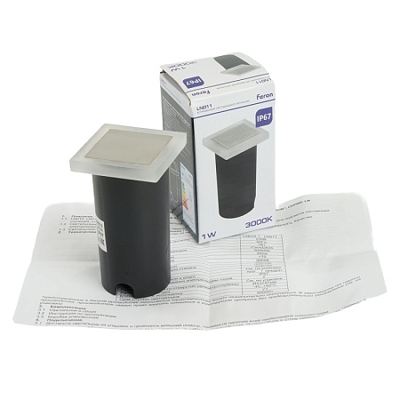 Светодиодный светильник Feron LN011 встраиваемый 1W 3000K, IP67, белый матовый/хром - фото