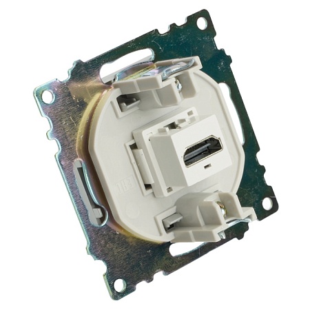 Розетка HDMI 2.1, Type A (механизм), STEKKER GLS00-7118-03, серия Катрин, серебро - фото