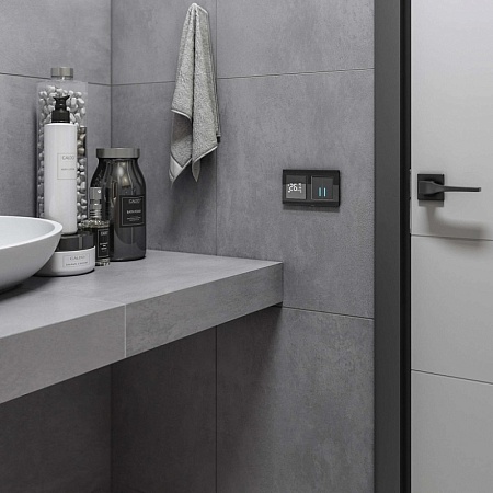 W4520008/ Сенсорный выключатель двухклавишный с подсветкой 1000 Вт (черный) W4520008 - фото